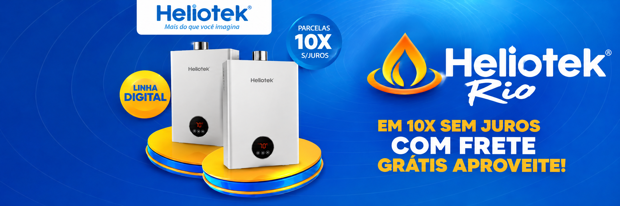 Aquecedores Heliotek, linha digital. Parcelamento em até 10 vezes sem juros e frete grátis, conforme condições da oferta.